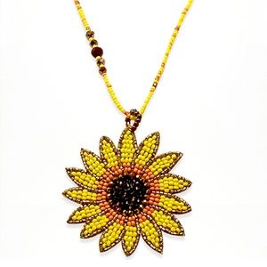 Seed Bead Sunflower Necklace